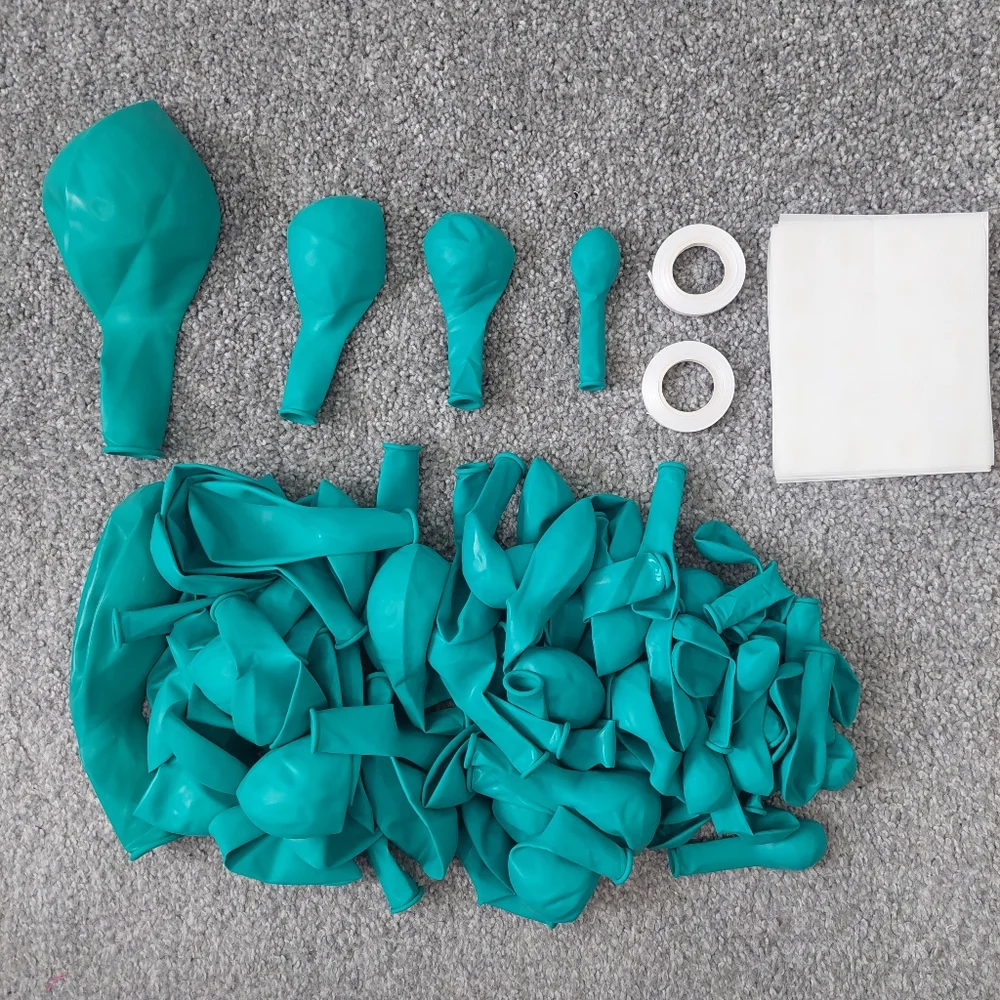 Teal Balloons assorted sizes 79 balloons comes with 2 ribbon rolls